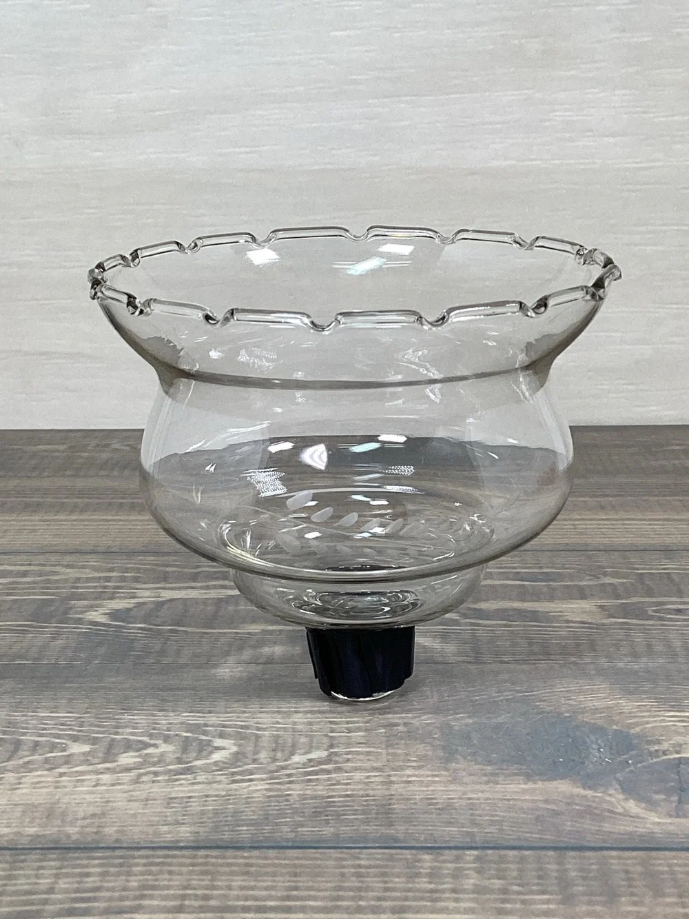 Vintage Votive Peg Cup Candle Holder with Gasket Clear Glass Etched Wheat Homco